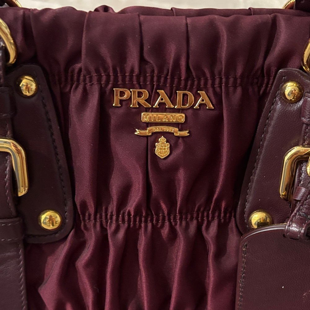 Prada Maroon Gathered Satchel - Picture 2 of 13